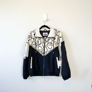 Vintage 90s Active Frontier Women’s Windbreaker Jacket Chain Print Medium NWT's